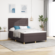vidaXL Sängbotten med Madrass & LED Mörkbrun 140x190 cm Tyg