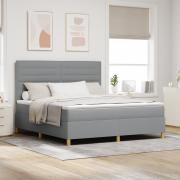 vidaXL Boxsäng med madrass & LED Ljusgrå 180x200 cm Tyg
