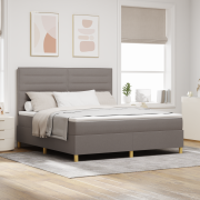 vidaXL Box Spring Säng med Madrass & LED Taupe 180x200 cm Tyg