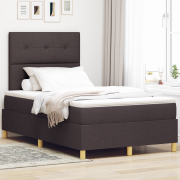 vidaXL Box Våningssäng med Madrass & LED Mörkbrun 120x190 cm Tyg