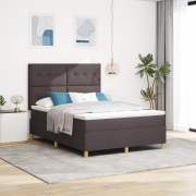 vidaXL Boxspring Säng med Madrass & LED Mörkbrun 140x200 cm Tygoverdra...