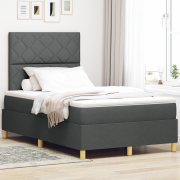 vidaXL Boxfjädersäng med madrass & LED mörkgrå 120x200 cm tyg
