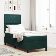 vidaXL Kontinentalbädd med Madrass & LED Mörkgrön 80x200 cm Sammet