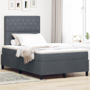 vidaXL Sängram med madrass och LED mörkgrå 120x200 cm sammet