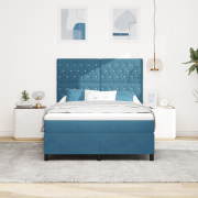 vidaXL Boxspring Säng med Madrass & LED Mörkblå 140x190 cm Sammet