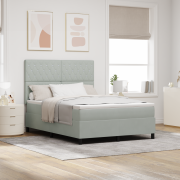 vidaXL Boxspring Säng med Madrass & LED Ljus Grå 160x200 cm Sammet