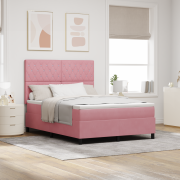 vidaXL Boxspring Säng med Madrass & LED Rosa 160x200 cm Sammet