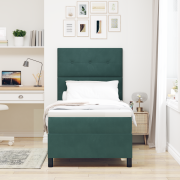 vidaXL Boxspring Säng med Madrass & LED Mörkgrön 80x200 cm Sammet