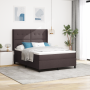 vidaXL Säng med Madrass & LED Mörkbrun, 140x190 cm, Tyg