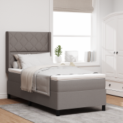 vidaXL Sängbotten med Madrass & LED - Taupe, 100x200 cm Tyg