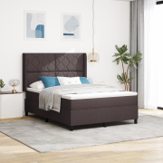 vidaXL Resårsäng med madrass & LED Mörkbrun 160x200 cm Tyg