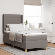 vidaXL Boxspring-Säng med Madrass & LED Taupe 90x200 cm Tyg