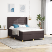 vidaXL Sängbotten med madrass och LED Mörkbrun 160x200 cm Tyg
