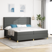 vidaXL Sängram med Madrass och LED Mörkgrå 200x200 cm Tyg