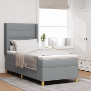 vidaXL Boxspring Säng med Madrass & LED Ljusgrå 80x200 cm Tyg