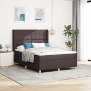 vidaXL Sängbotten med madrass och LED Mörkbrun 160x200 cm Tyg