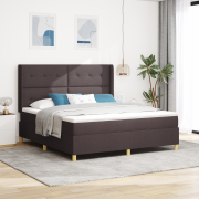 vidaXL Boxspring Säng med Madrass & LED Mörkbrun 180x200 cm Tyg