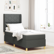 vidaXL Boxspring Säng med Sängmadrass & LED Mörkgrå 80x200 cm Tyg