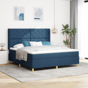 vidaXL Bäddmadrass med sängbotten och LED Blå 180x200 cm Tyg