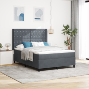 vidaXL Boxsingäng med madrass & LED Mörkgrå 160x200 cm Sammet