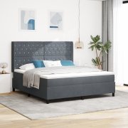 vidaXL Sängbotten med Madras & LED Mörkgrå 180x200 cm Sammet
