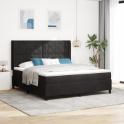 vidaXL Boxspring Säng med Madrass och LED Svart 180x200 cm Sammet