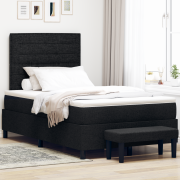 vidaXL Boxfjäder Säng med Madrass & Bänk Svart 120x200 cm Tyg