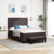 vidaXL Boxmadrass med madrass & bänk mörkbrun 160x200 cm tyg