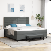 vidaXL Box Spring-säng med madrass & bänk mörkgrå 200x200 cm tyg