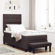 vidaXL Ramsäng med Madrass & Bänk Mörkbrun 90 x 200 cm Tyg