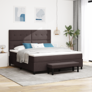 vidaXL Boxspring säng med madrass & bänk mörkbrun 180x200 cm tyg