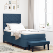 vidaXL Bäddmadrass med madrass och bänk blå 90x200 cm tyg