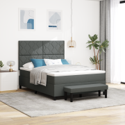 vidaXL Huvudgavelssäng med madrass & bänk Mörkgrå 140x190 cm Tyg