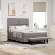 vidaXL Boxspring Säng med Madrass & Bänk Taupe 140x200 cm Tyg
