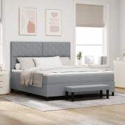 vidaXL Ljusgrå boxfjäder säng med madrass och bänk 180x200 cm Tyg