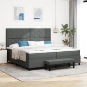 vidaXL Boxspring säng med madrass & bänk Mörkgrå 200x200 cm Tyg