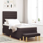 vidaXL Boxspring Säng med Madrass & Bänk Mörkbrun 90x200 cm Tyg