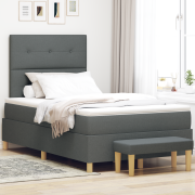 vidaXL Sängbotten med madrass och bänk Mörkgrå 120x200 cm Tyg