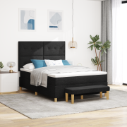 vidaXL Boxspring säng med madrass & bänk svart 140x200 cm tyg