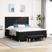 vidaXL sängbotten med madrass & bänk Svart 180x200 cm Tyg