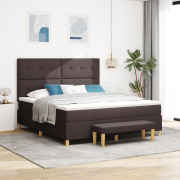 vidaXL Sängbotten med madrass och bänk Mörkbrun 180x200 cm Tyg