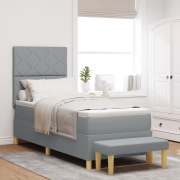 vidaXL Bäddmadrass med madrass & bänk Ljusgrå 80x200 cm Tyg