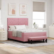 vidaXL Boxspring Säng med Madrass & Bänk Rosa 140x190 cm Sammet