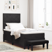 vidaXL Boxspring Säng med Madrass & Bänk Svart 90x190 cm Sammet