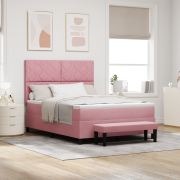 vidaXL Box Spring Säng med Madrass & Bänk Rosa 140x200 cm Sammet