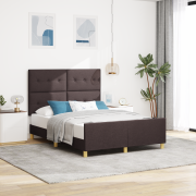 vidaXL Sängram Mörkbrun 140x190 cm Tyg