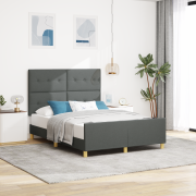 vidaXL Sängram Mörkgrå 140x200 cm Tyg