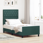 vidaXL Sängram Mörkgrön 90x200 cm Sammet