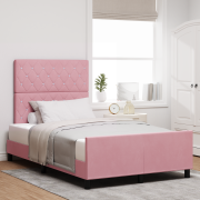 vidaXL Sängram Rosa 120x190 cm Sammet