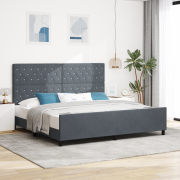 vidaXL Sängram Mörkgrå 200x200 cm Sammet